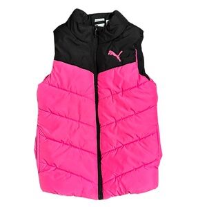 Puma puffer zipper vest. Pink|Black. Size XS 5-6
